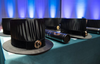Doctoral hats in conferment ceremony.