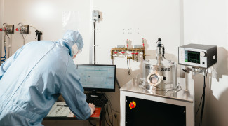 Person working in laboratory.
